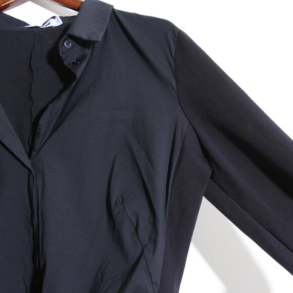 Jil Sander Black Button Up Drawstring Cinch Waist Shirt Mixed Media Size 44 - Picture 5 of 13